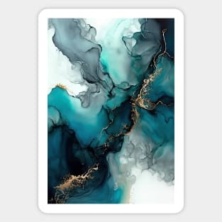 Teal Tides - Abstract Alcohol Ink Art Sticker